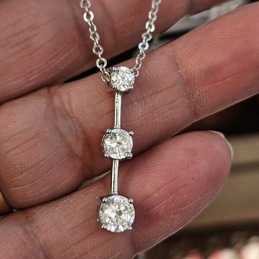 Tri-Crystal Stone Pendant Necklace